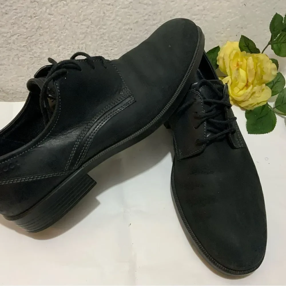 ECCO Mens Dress Shoes Black Leather Lace Up Dress Shoes EU 45 USA 11